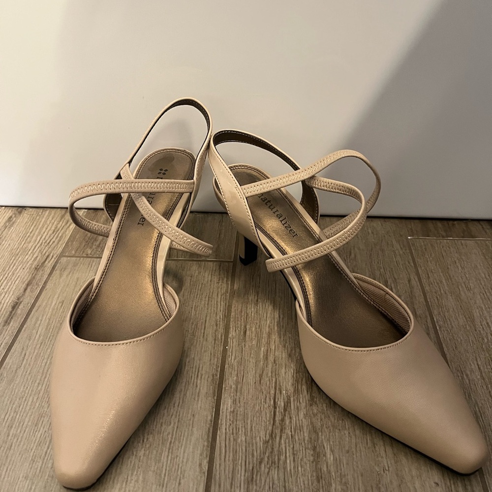 Naturalizer Beige Pointed-Toe Strappy Heels - Women